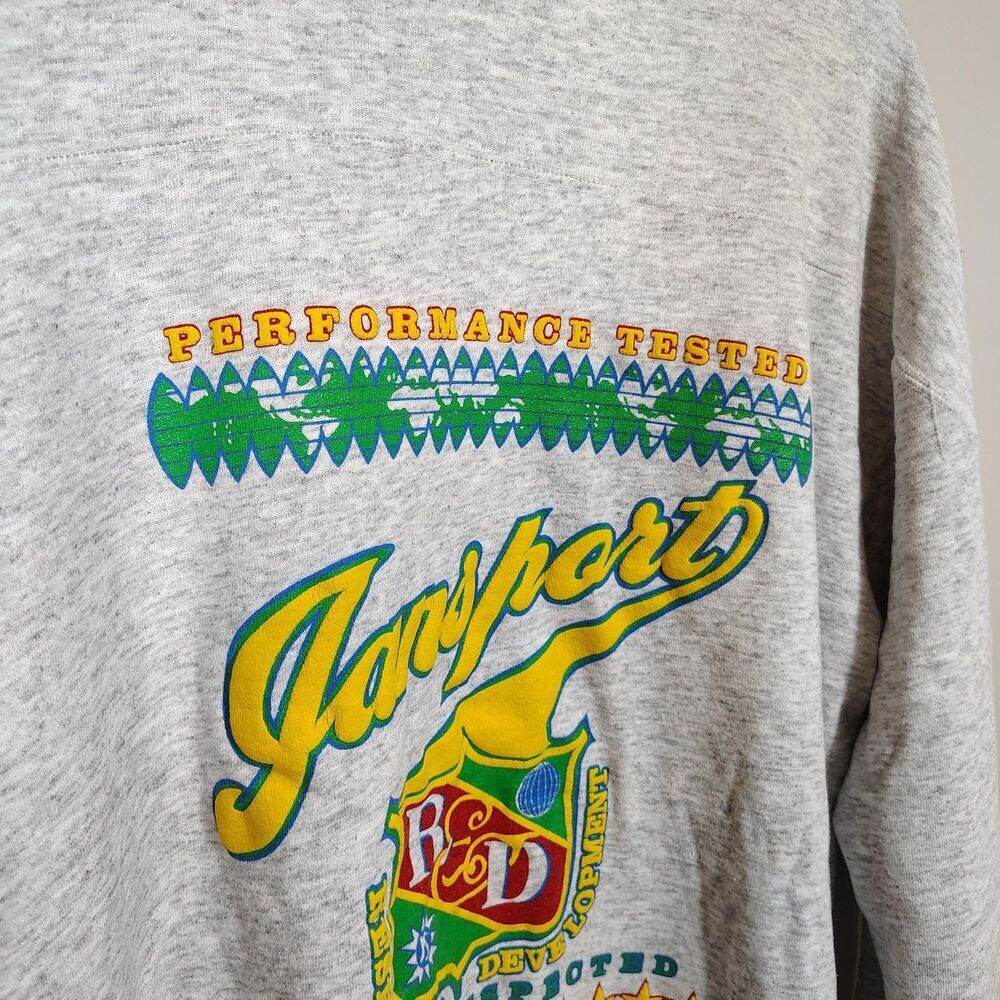 Jansport Unisex Vintage 90s Graphic Sweatshirt L Gray Collegiate Logo Streetwear - Picture 4 of 9